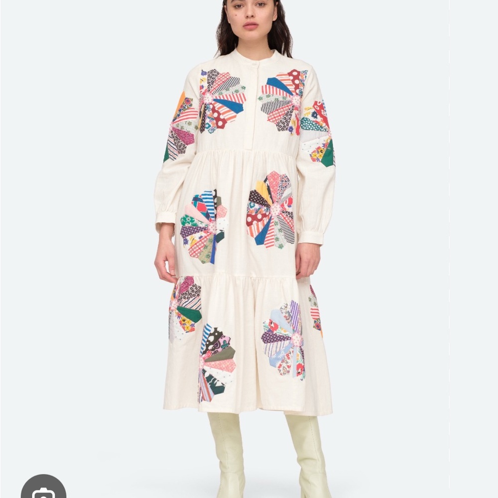 Sea NY Palmona Long Sleeve Patchwork Dress